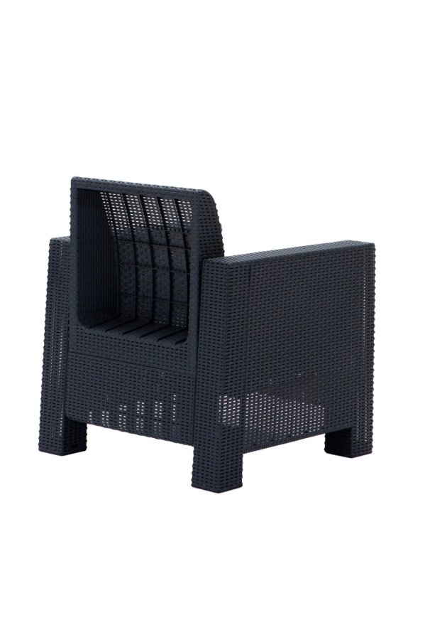 NORDVRK Aksu Takim utendrs loungesett, m. 2 stoler, 1 sofa, 1 bord - antrasittgr polypropylen