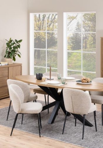 ACT NORDIC Patricia Esszimmerstuhl - beiger Stoff und schwarzer Stahl