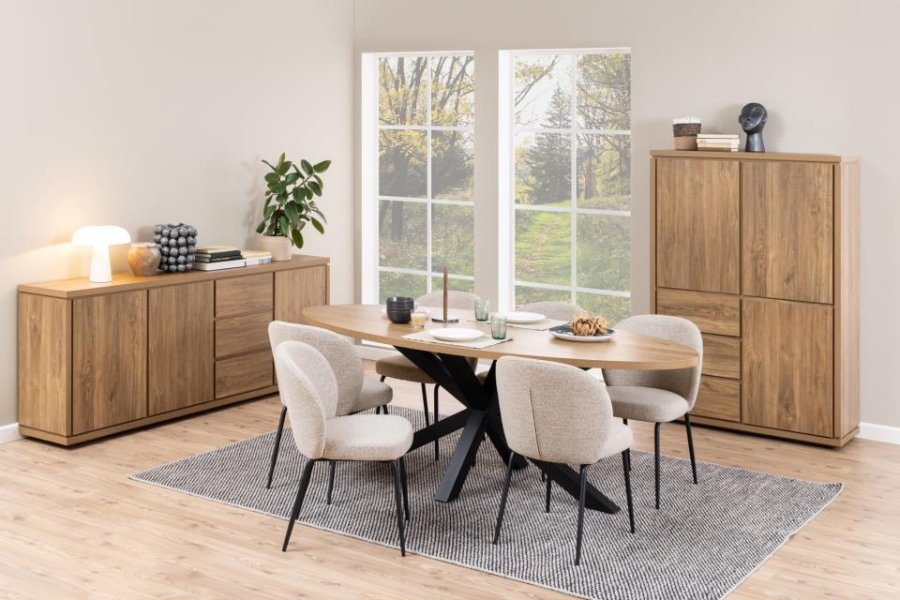 ACT NORDIC Patricia Esszimmerstuhl - beiger Stoff und schwarzer Stahl