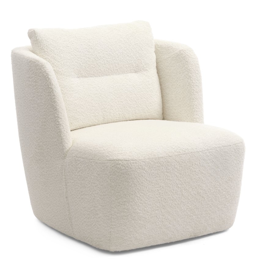 Elliot lounge svingstol, med armlener - elfenbens polyesterstoff