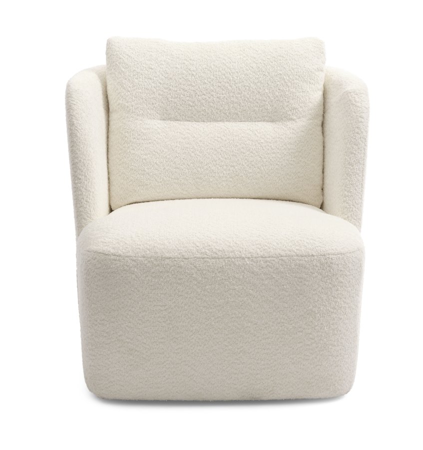 Elliot lounge svingstol, med armlener - elfenbens polyesterstoff