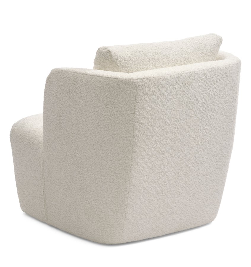 Elliot lounge svingstol, med armlener - elfenbens polyesterstoff