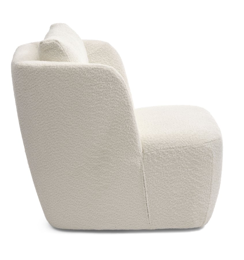 Elliot lounge svingstol, med armlener - elfenbens polyesterstoff