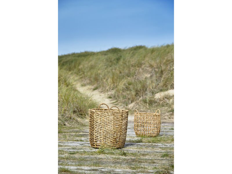 VILLA COLLECTION Firkantet kurv, m. hndtak, rund - naturlig vannhyasint (sett med 2)