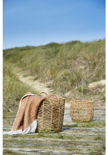 VILLA COLLECTION Firkantet kurv, m. hndtak, rund - naturlig vannhyasint (sett med 2)