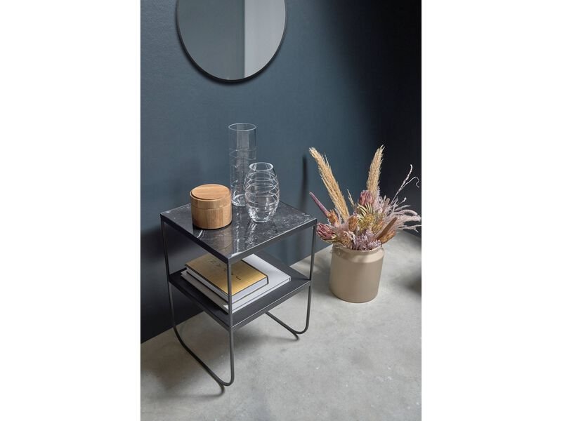 VILLA KOLLEKSJON Vardo veggspeil, rundt - speilglass og svart jern (80)