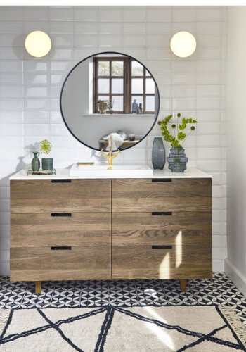 VILLA KOLLEKSJON Vardo veggspeil, rundt - speilglass og svart jern (80)