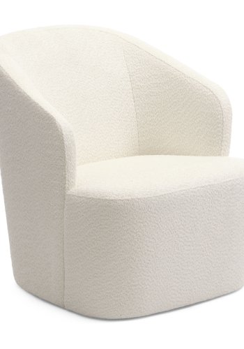 Louie lounge svingstol, med armlener - elfenbens polyesterstoff