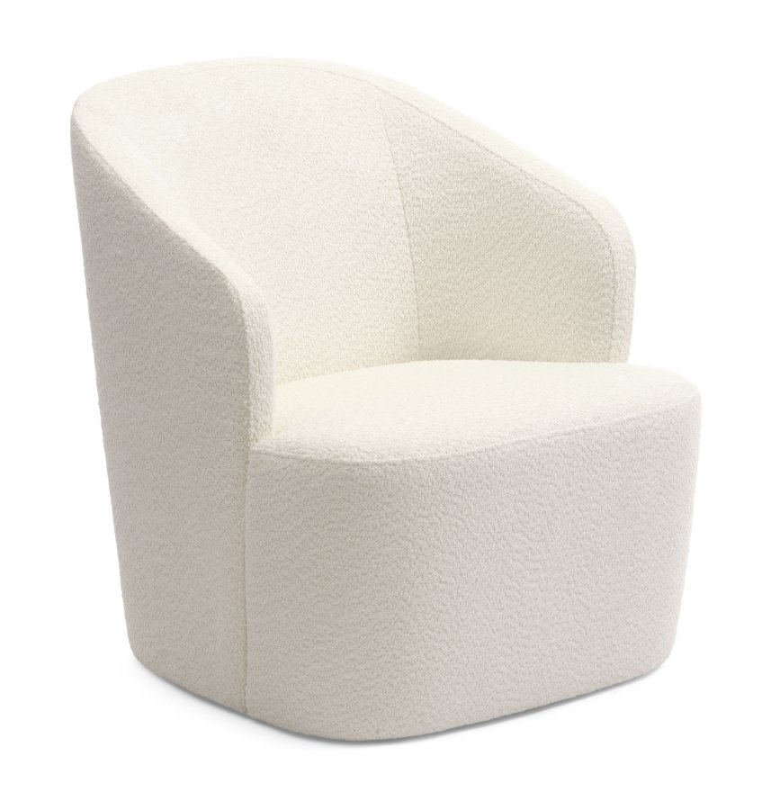 Louie lounge svingstol, med armlener - elfenbens polyesterstoff