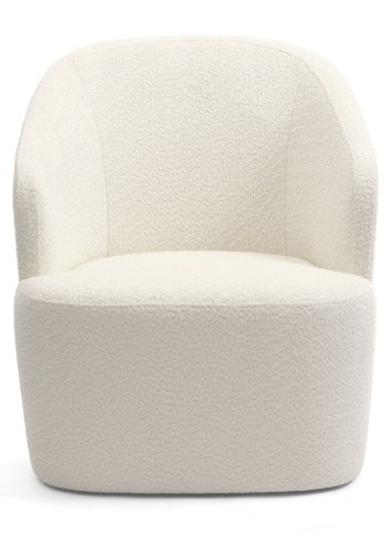 Louie lounge svingstol, med armlener - elfenbens polyesterstoff