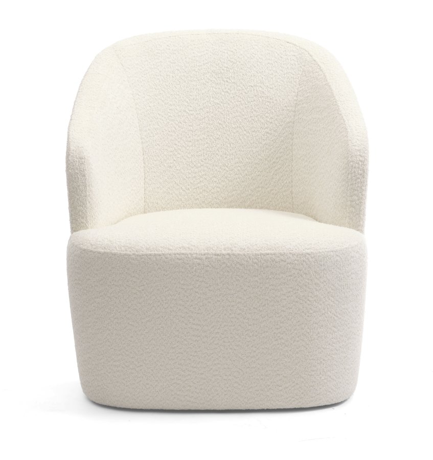 Louie lounge svingstol, med armlener - elfenbens polyesterstoff