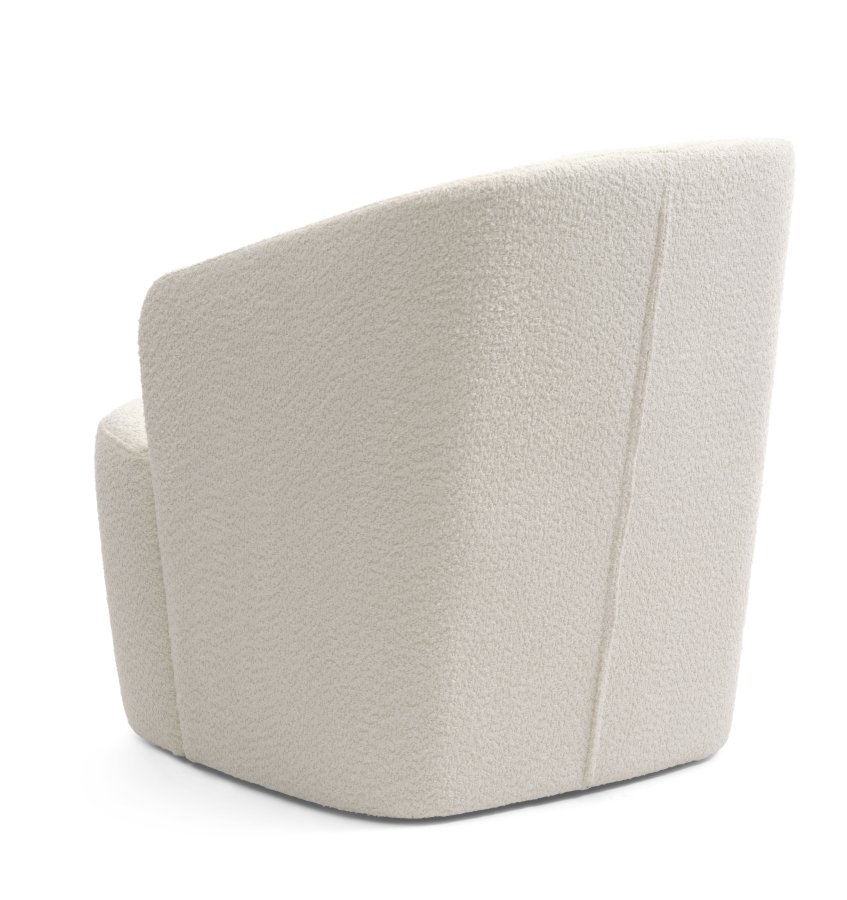 Louie lounge svingstol, med armlener - elfenbens polyesterstoff