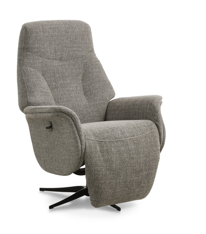 Storm recliner stol, manuel, m. armln, vippefunktion, fodskammel - taupe polyester stof/sort metal