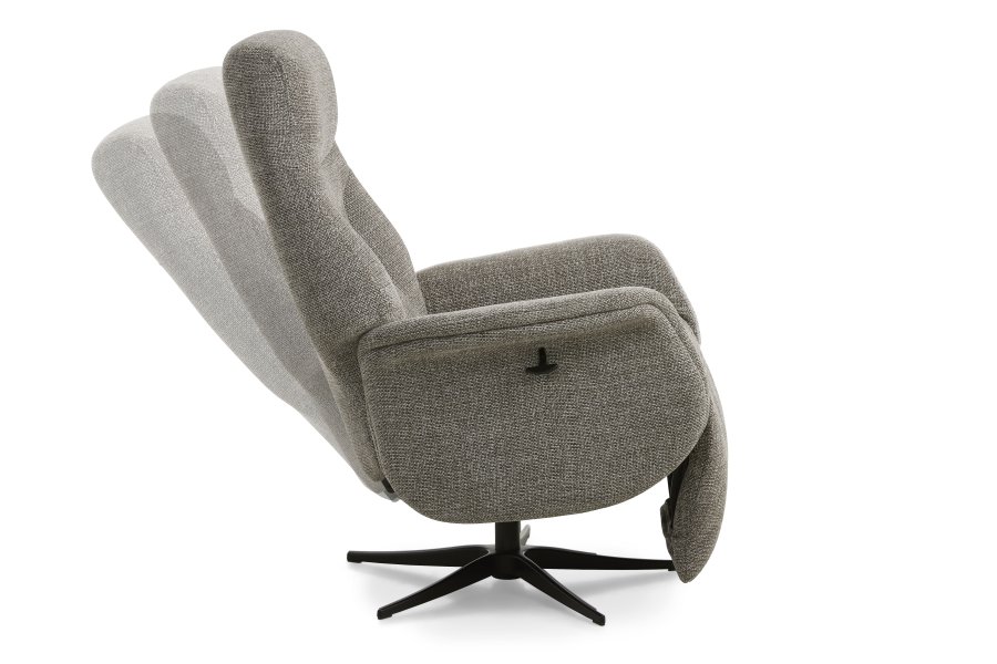 Storm recliner stol, manuel, m. armln, vippefunktion, fodskammel - taupe polyester stof/sort metal