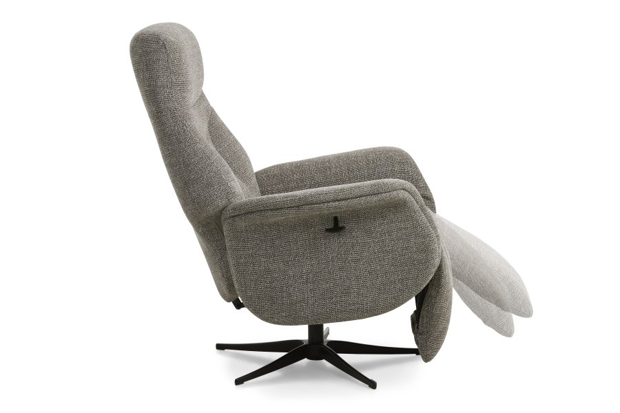 Storm recliner stol, manuel, m. armln, vippefunktion, fodskammel - taupe polyester stof/sort metal
