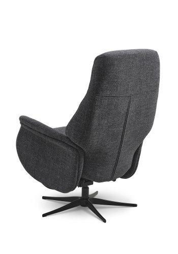 Storm recliner stol, m. 2 motorer, armln, vippefunktion, fodskammel - antracitgr stof, sort metal