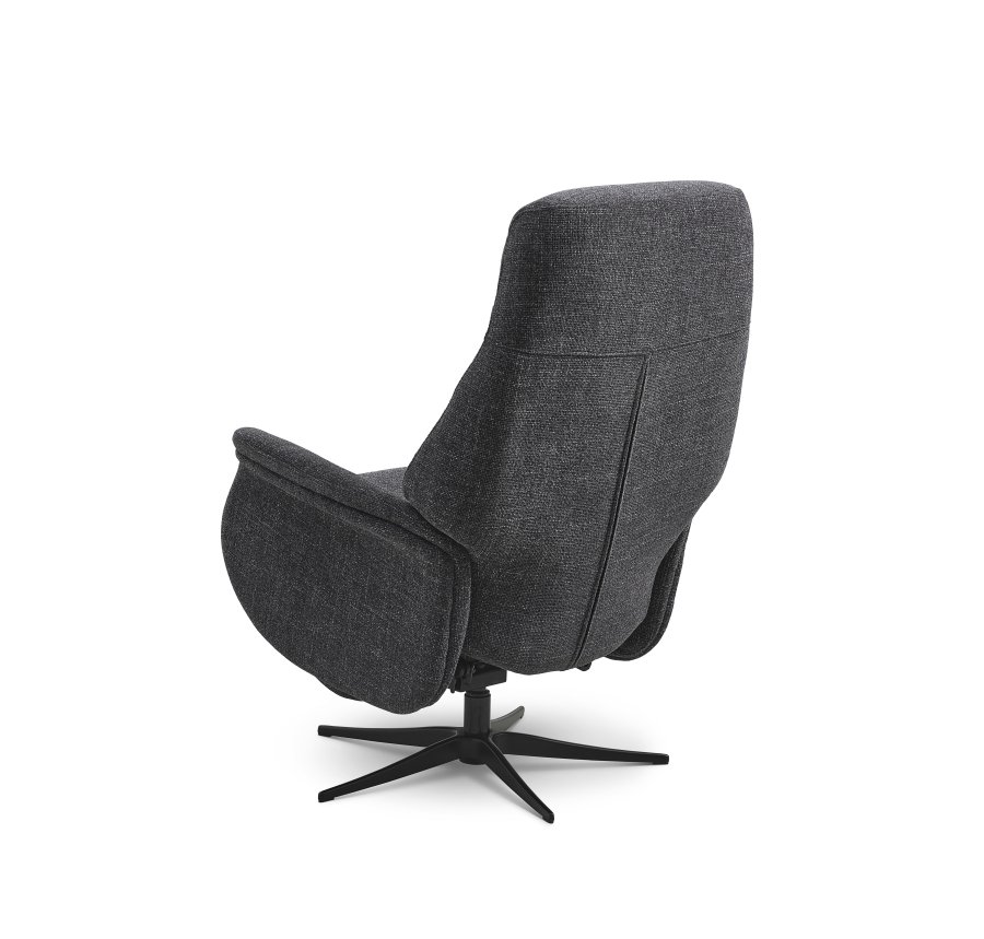 Storm recliner stol, m. 2 motorer, armln, vippefunktion, fodskammel - antracitgr stof, sort metal