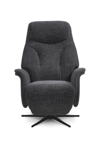 Storm recliner stol, m. 2 motorer, armln, vippefunktion, fodskammel - antracitgr stof, sort metal