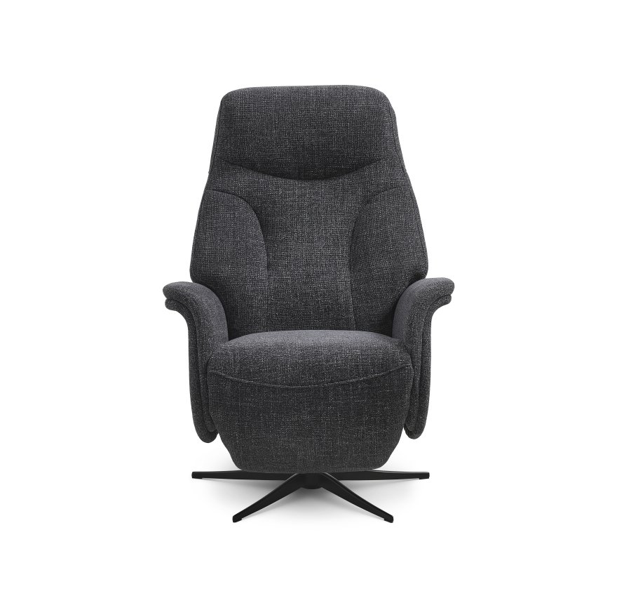 Storm recliner stol, m. 2 motorer, armln, vippefunktion, fodskammel - antracitgr stof, sort metal