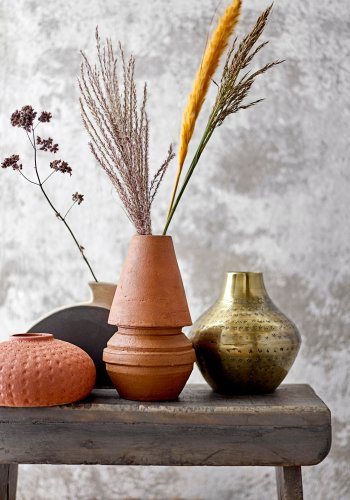 BLOOMINGVILLE Nezha Deco Vase, Schwarz, Terrakotta, 3er-Set