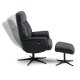 Villads lenestol, med armlener og vippefunksjon, inkl. fotskammel - svart skinn/PVC og sort metall