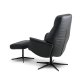 Villads lenestol, med armlener og vippefunksjon, inkl. fotskammel - svart skinn/PVC og sort metall