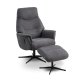 Villads lenestol, med armlener og vippefunksjon, inkl. fotskammel - antrasittgr polyester og sort metall