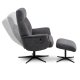 Villads lenestol, med armlener og vippefunksjon, inkl. fotskammel - antrasittgr polyester og sort metall