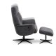 Villads lenestol, med armlener og vippefunksjon, inkl. fotskammel - antrasittgr polyester og sort metall