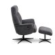 Villads lenestol, med armlener og vippefunksjon, inkl. fotskammel - antrasittgr polyester og sort metall