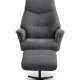 Villads lenestol, med armlener og vippefunksjon, inkl. fotskammel - antrasittgr polyester og sort metall