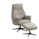 Villads lenestol, med armlener og vippefunksjon, inkl. fotskammel - stein polyester og sort metall