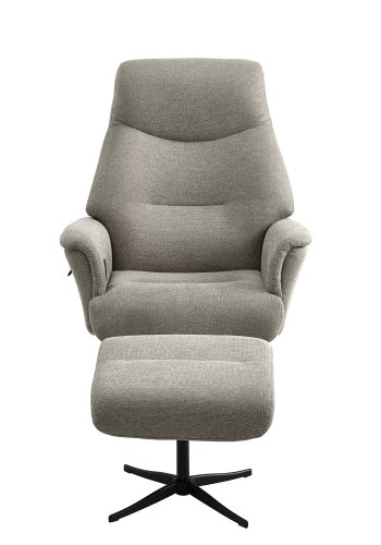 Villads lenestol, med armlener og vippefunksjon, inkl. fotskammel - stein polyester og sort metall