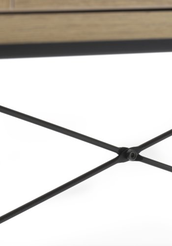 Pensacola-skap, med 2 drer og 2 hyller - naturlig polyrattan/eik melamin og svart metall