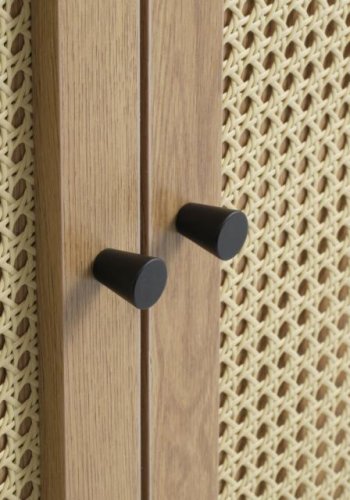 Pensacola skap, m. 2 drer og 2 hyller - naturlig eik, melamin og polyrattan