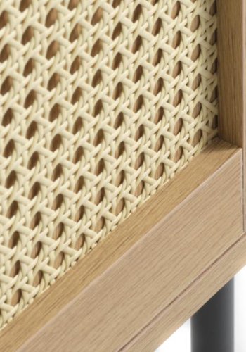 Pensacola skap, m. 2 drer og 2 hyller - naturlig eik, melamin og polyrattan