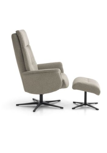 Malthe lnestol, m. fodskammel, vippefunktion, armln - mushroom stof og sort metal