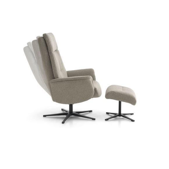 Malthe lnestol, m. fodskammel, vippefunktion, armln - mushroom stof og sort metal