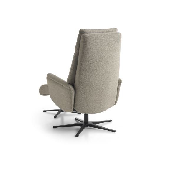 Malthe lnestol, m. fodskammel, vippefunktion, armln - mushroom stof og sort metal