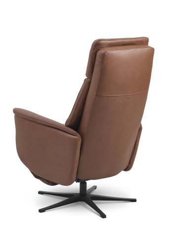 Malthe hvilestol, 3 motorer, armlener, vippefunksjon, fotskammel - konjakk semianilinskinn/metall