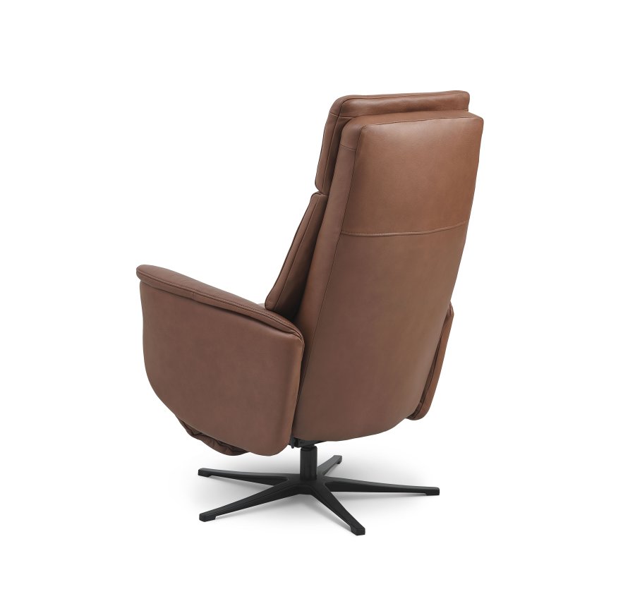 Malthe hvilestol, 3 motorer, armlener, vippefunksjon, fotskammel - konjakk semianilinskinn/metall