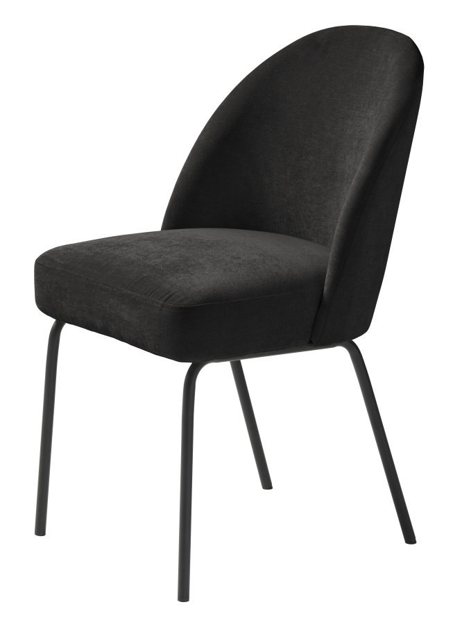 Creston spisebordsstol - nsten sort chenille og sorte ben