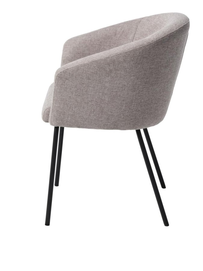 Easton spisebordstol, m. armlen - lys grtt stoff og sorte ben