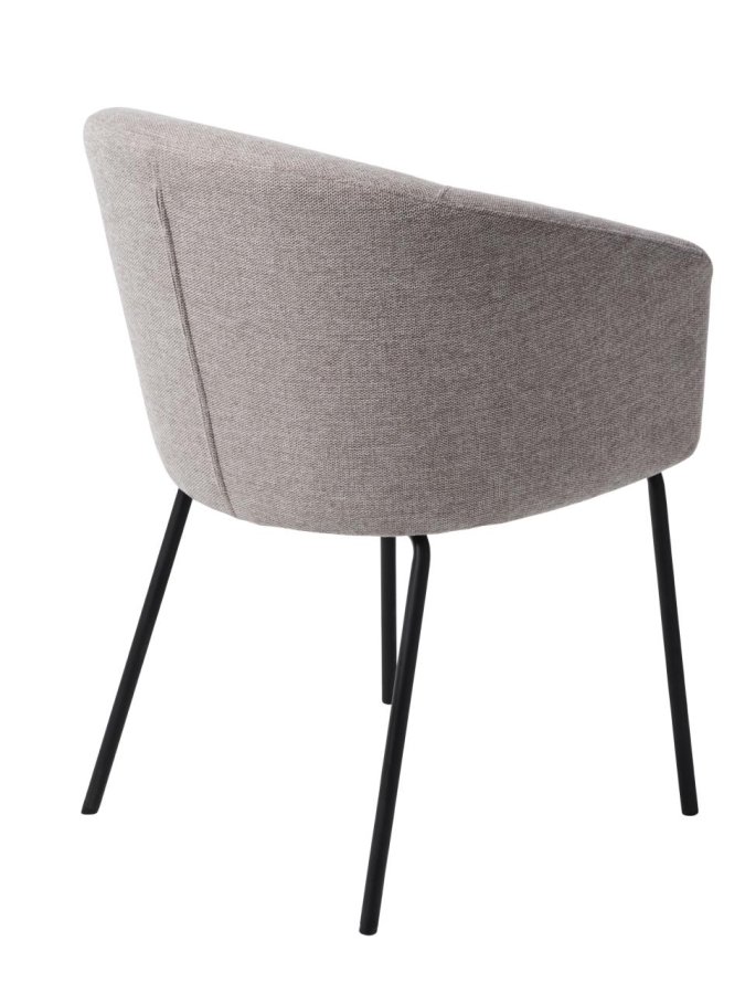 Easton spisebordstol, m. armlen - lys grtt stoff og sorte ben