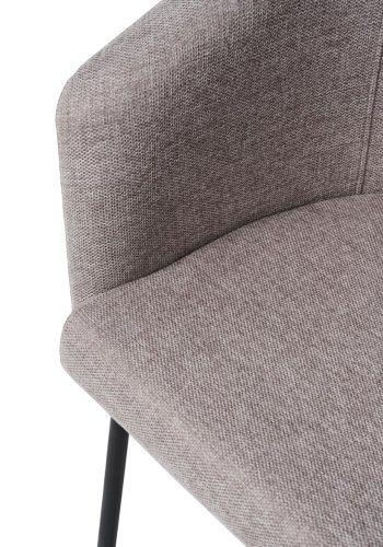 Easton spisebordstol, m. armlen - lys grtt stoff og sorte ben