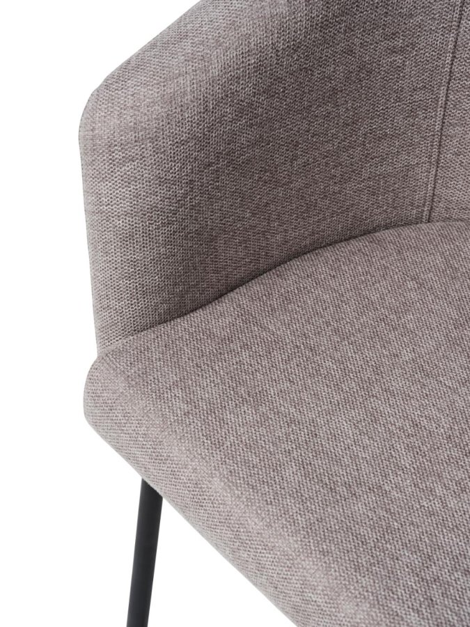 Easton spisebordstol, m. armlen - lys grtt stoff og sorte ben