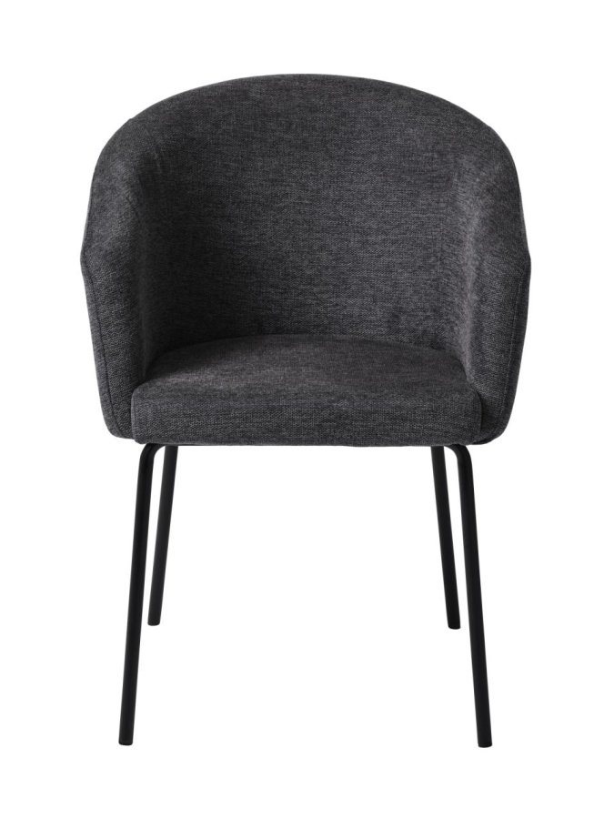 Easton spisebordstol, m. armlener - mrkegrtt stoff og sorte ben