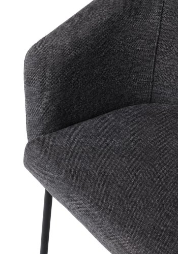 Easton spisebordstol, m. armlener - mrkegrtt stoff og sorte ben