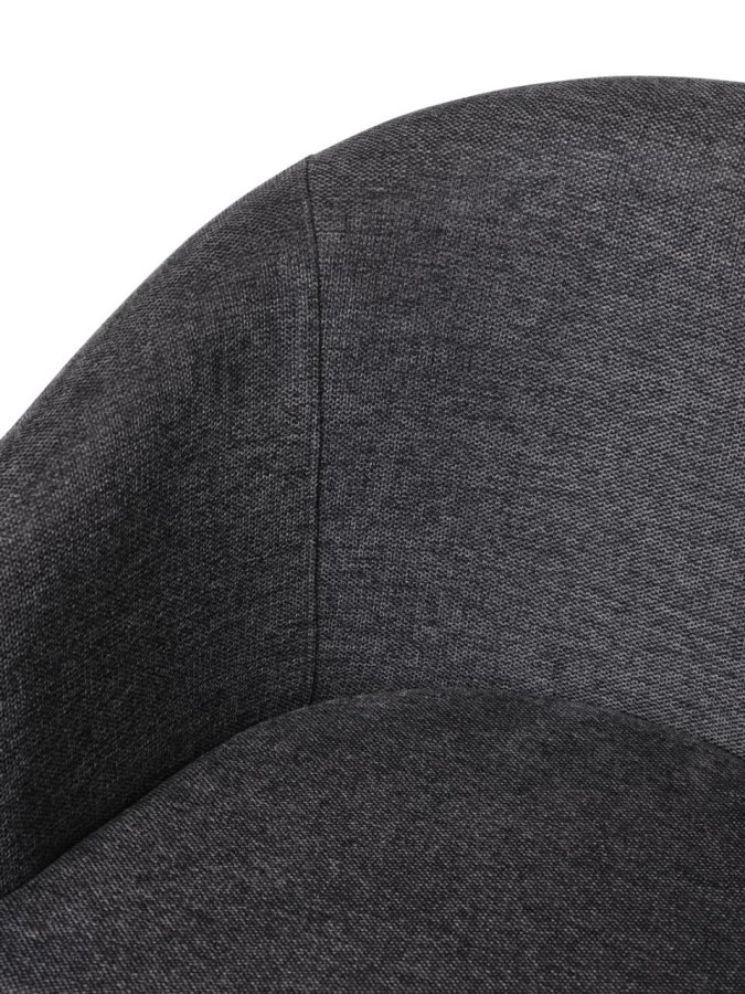 Easton spisebordstol, m. armlener - mrkegrtt stoff og sorte ben