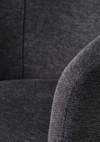 Easton spisebordstol, m. armlener - mrkegrtt stoff og sorte ben